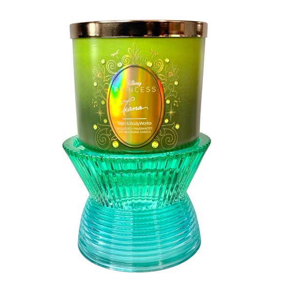 WHITE BARN Faceted Turquoise & Green 3 Wick Glass Candle Holder - Picture 1 of 7